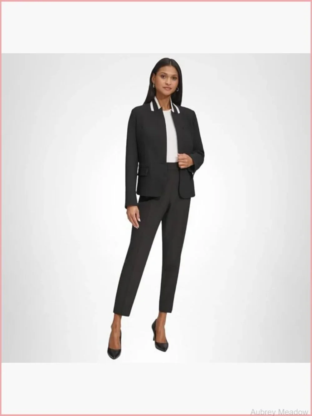 Business Casual Contrast Collar Suit Blazer - Tailored Stretch